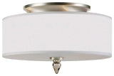 Luxo 3 Light Drum Shade Nickel Flush Mount