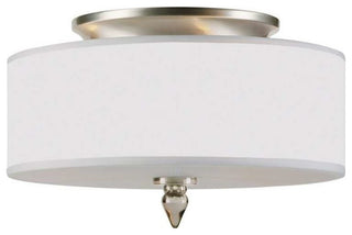 Luxo 3 Light Drum Shade Nickel Flush Mount