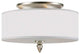 Luxo 3 Light Drum Shade Nickel Flush Mount