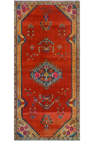 Fine Vintage Distressed Charmain Red/Beige Runner, 3'8x7'11