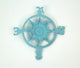 Weathered Blue Cast Iron Compass Rose Wall Hanging