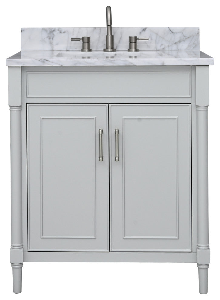Avanity Bristol 30" Vanity Combo in Light Gray and Carrara White Marble Top