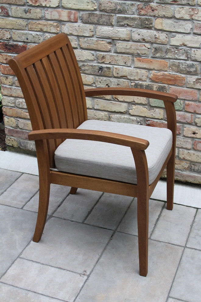 Cabos Eucalyptus Stacking Armchairs With Olefin Cushions, Set of 4