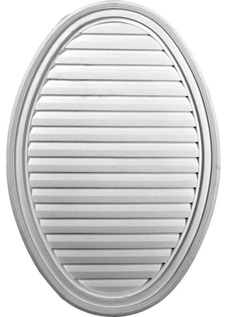 24 1/2"W x 37"H Vertical Oval Gable Vent Louver, Decorative