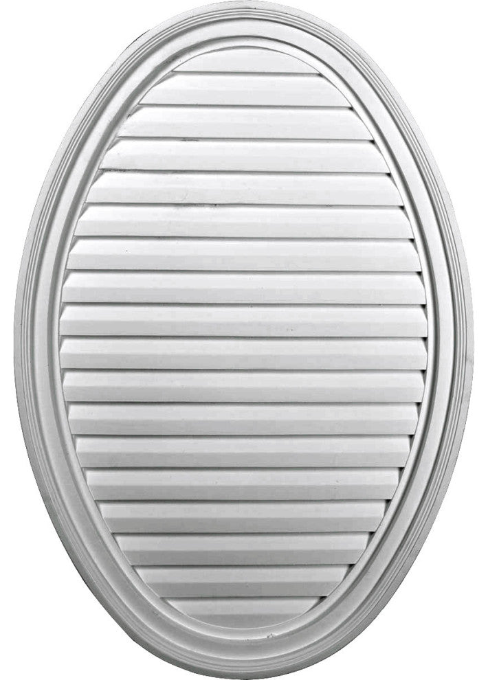 24 1/2"W x 37"H Vertical Oval Gable Vent Louver, Decorative