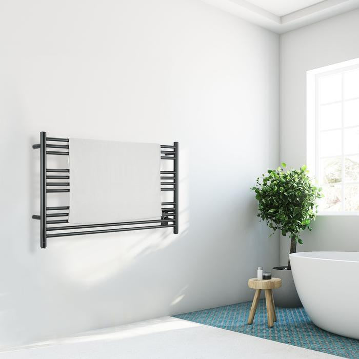 Amplia Dual 12-Bar Hardwired and Plug-in Towel Warmer, Matte Black