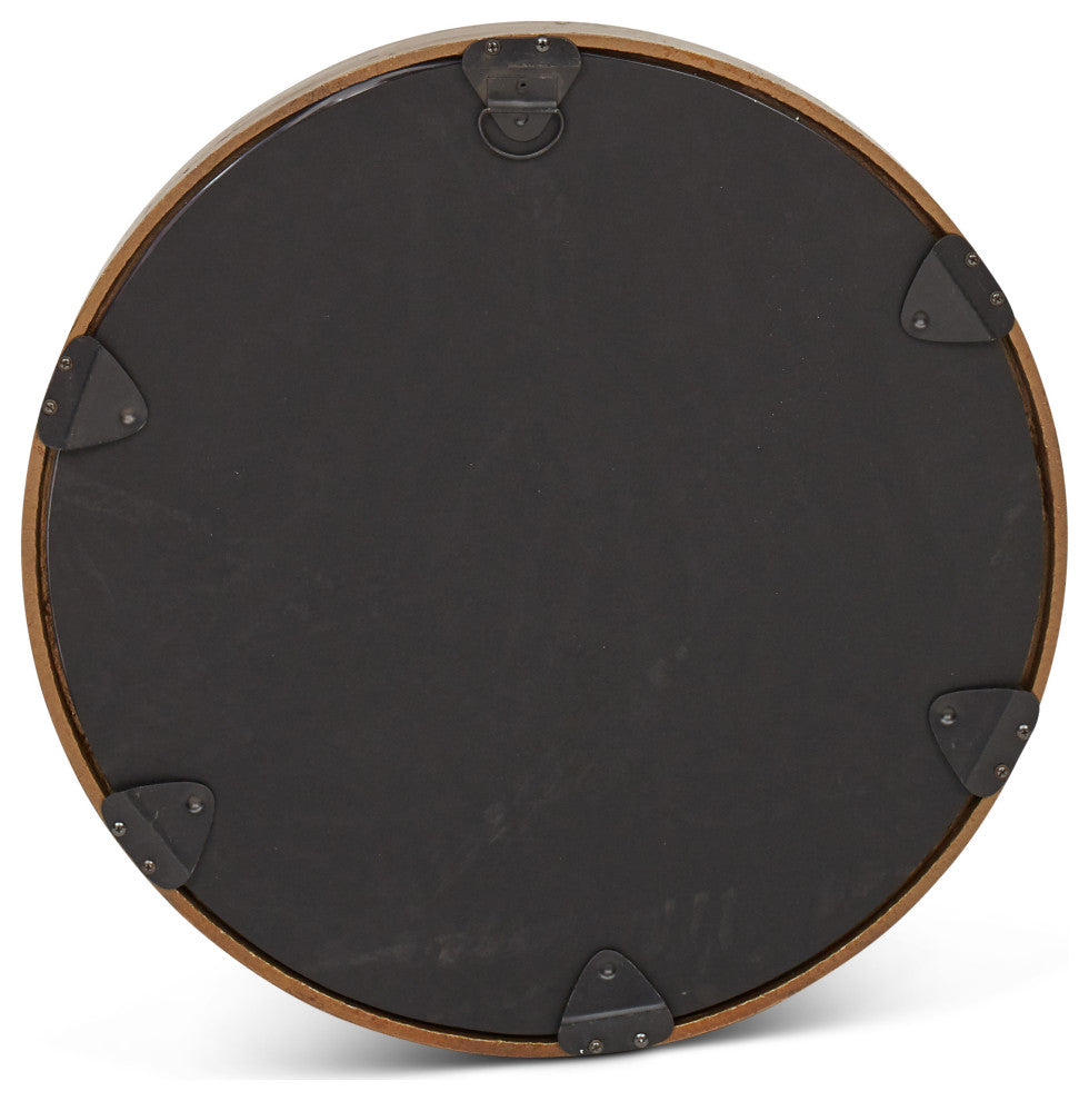 Samar 23" Round Mirror, Antique Brass