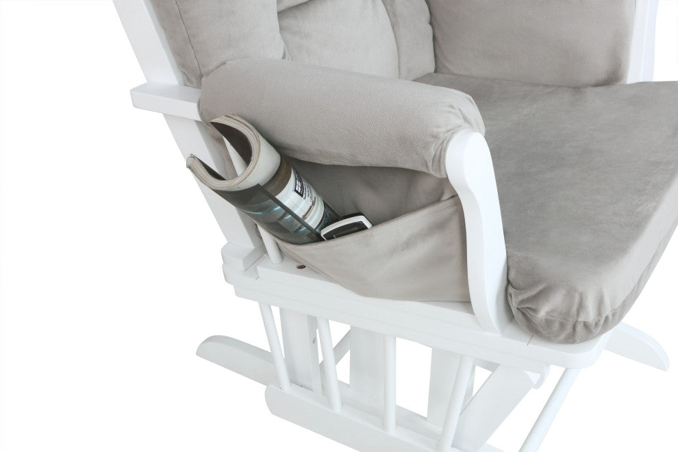 Alice Glider Chair and Ottoman, White, Without Pillow