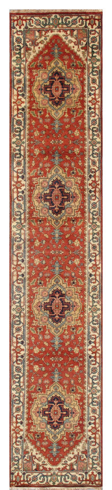 Pasargad Home Serapi Collection Hand-Knotted Rust Wool Area Rug, 2'8"x19'8"