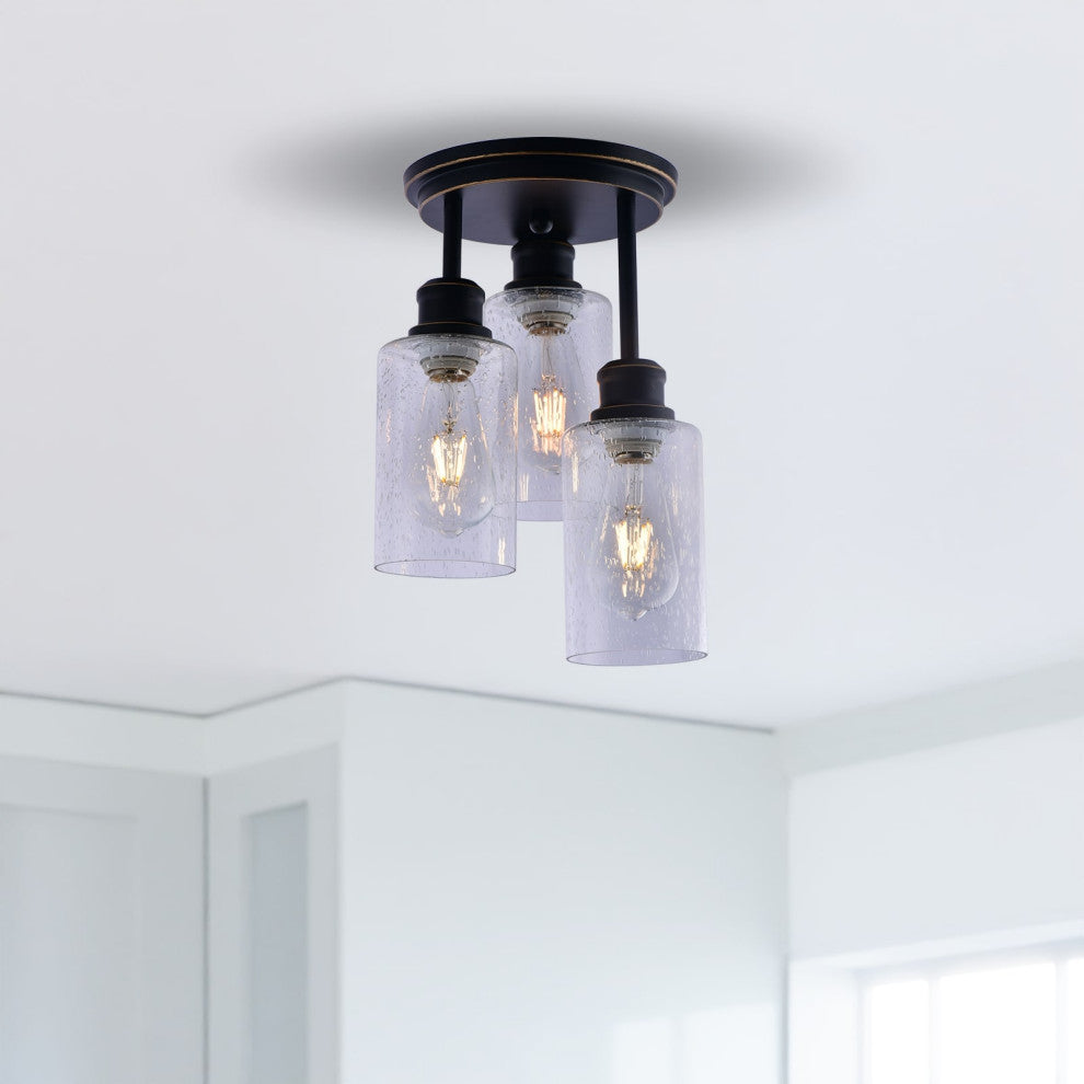 Lazzur Meuse 3 Light 10" Matte Black Semi-Flush Mount Ceiling Light