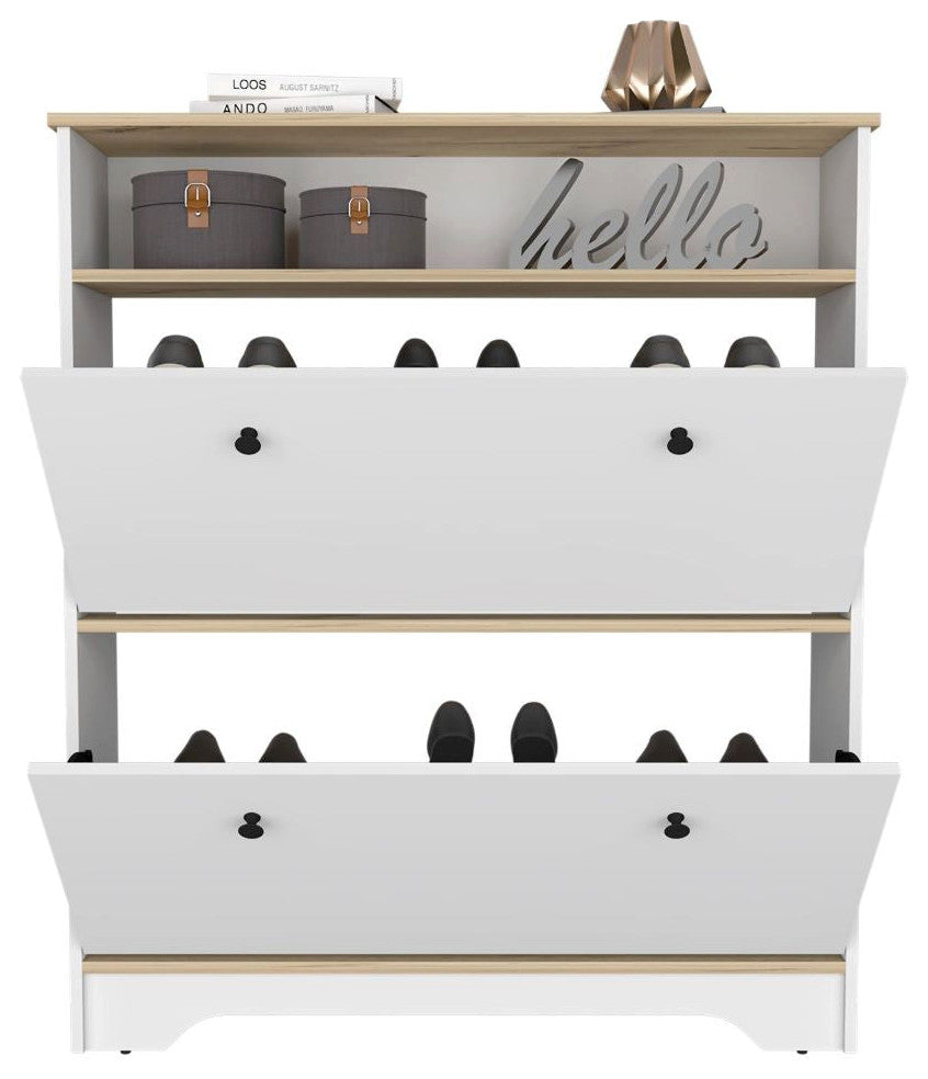 Shoe Rack Dublin, Bedroom, Light Oak / White
