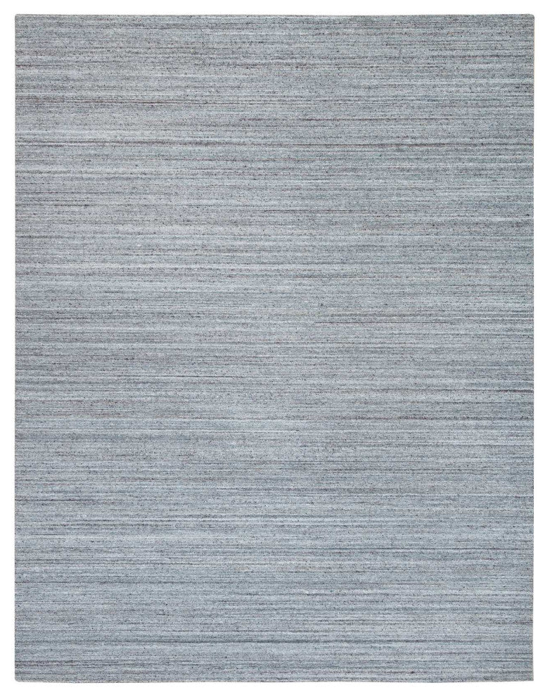 Arsenic Gray Hand Loomed Modern Striae Design Wool Oriental Rug, 8'1"x10'