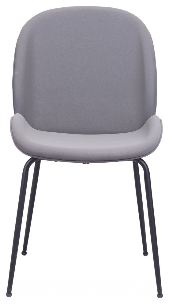 Set of Two Contempo Gray Velvet Dining Chairs