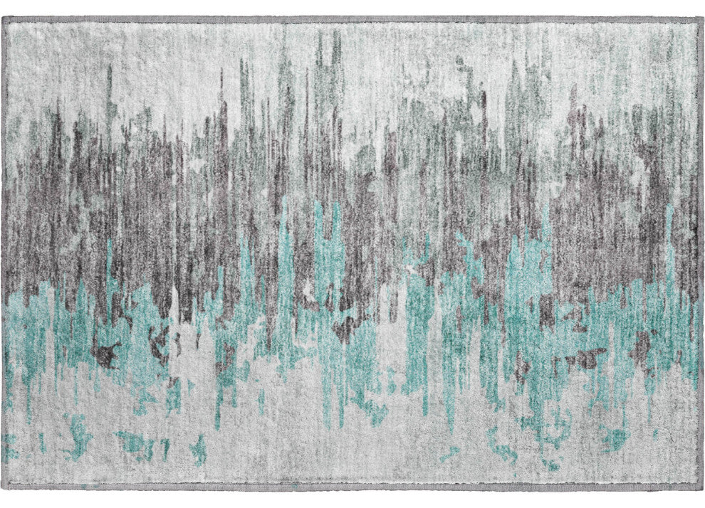 Premium Machine Washable Mayfield AMF704 Teal 1'8" x 2'6" Rug