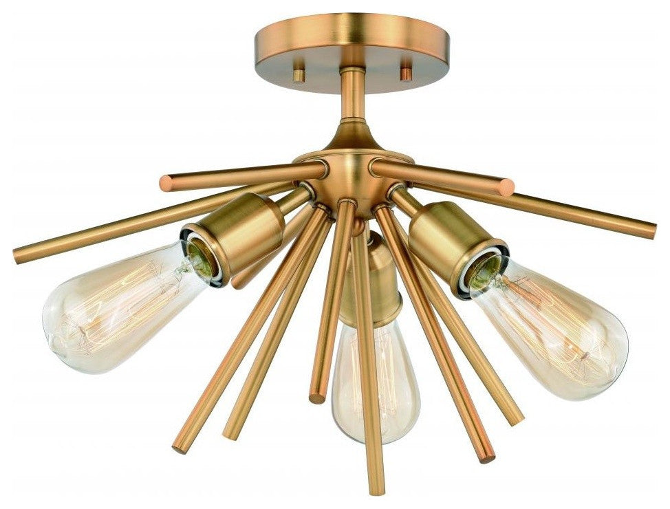 Vaxcel Estelle 17" Semi-Flush Mount, Natural Brass