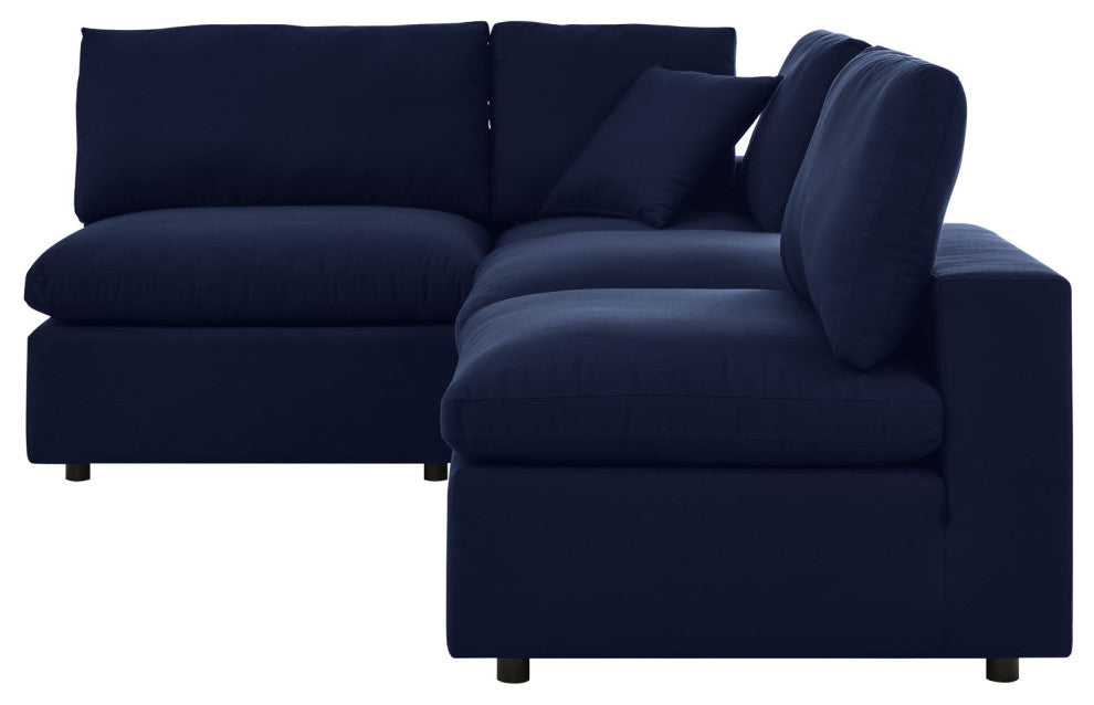 Modular Sectional Deep Sofa Chair Set, Sunbrella, Blue Navy, Outdoor Patio