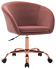 Modern Velvet Swivel Barrel Rolling Chair, Pink