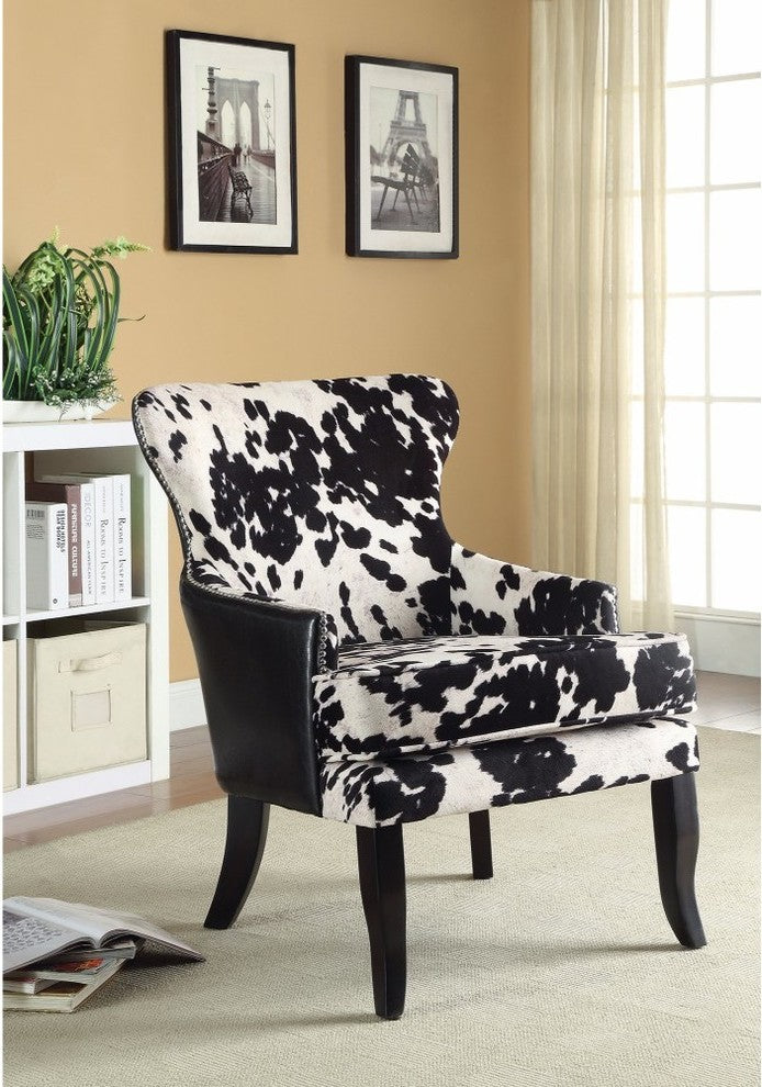 Benzara BM159280 Intriguingly Comfortable Accent Chair, Black/White