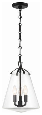Crystorama Voss 3 Light Matte Black Mini Chandelier