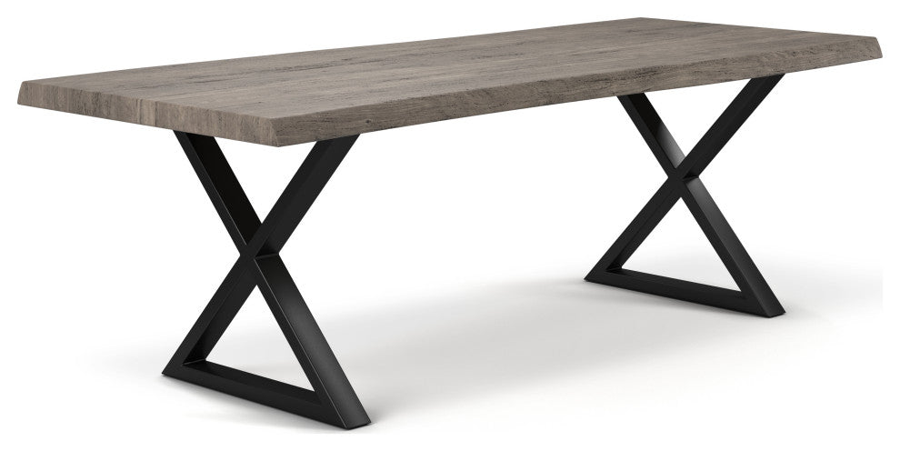 Brooks Dining Table, Sandblasted Gray, Black, 40"x79",X-Base