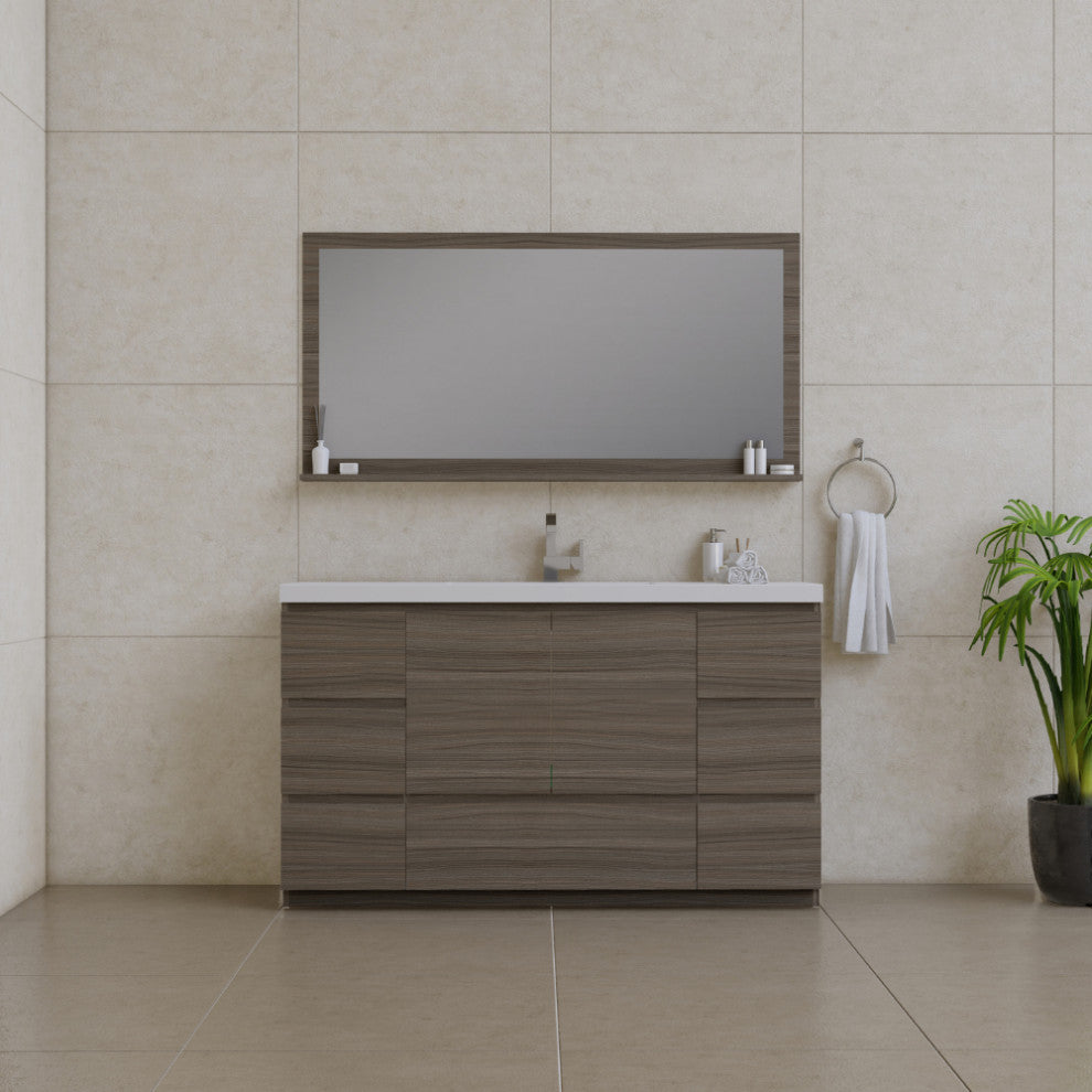Paterno 60" Single Bathroom Vanity With Sink, Gray