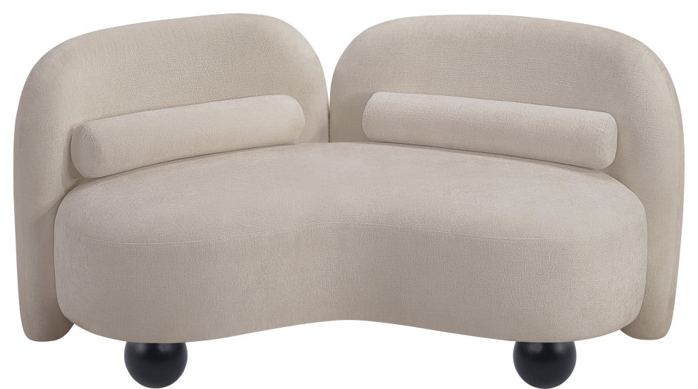 Daphne Upholstered Chair/Loveseat/Sofa, Beige, Chenille Fabric, Loveseat