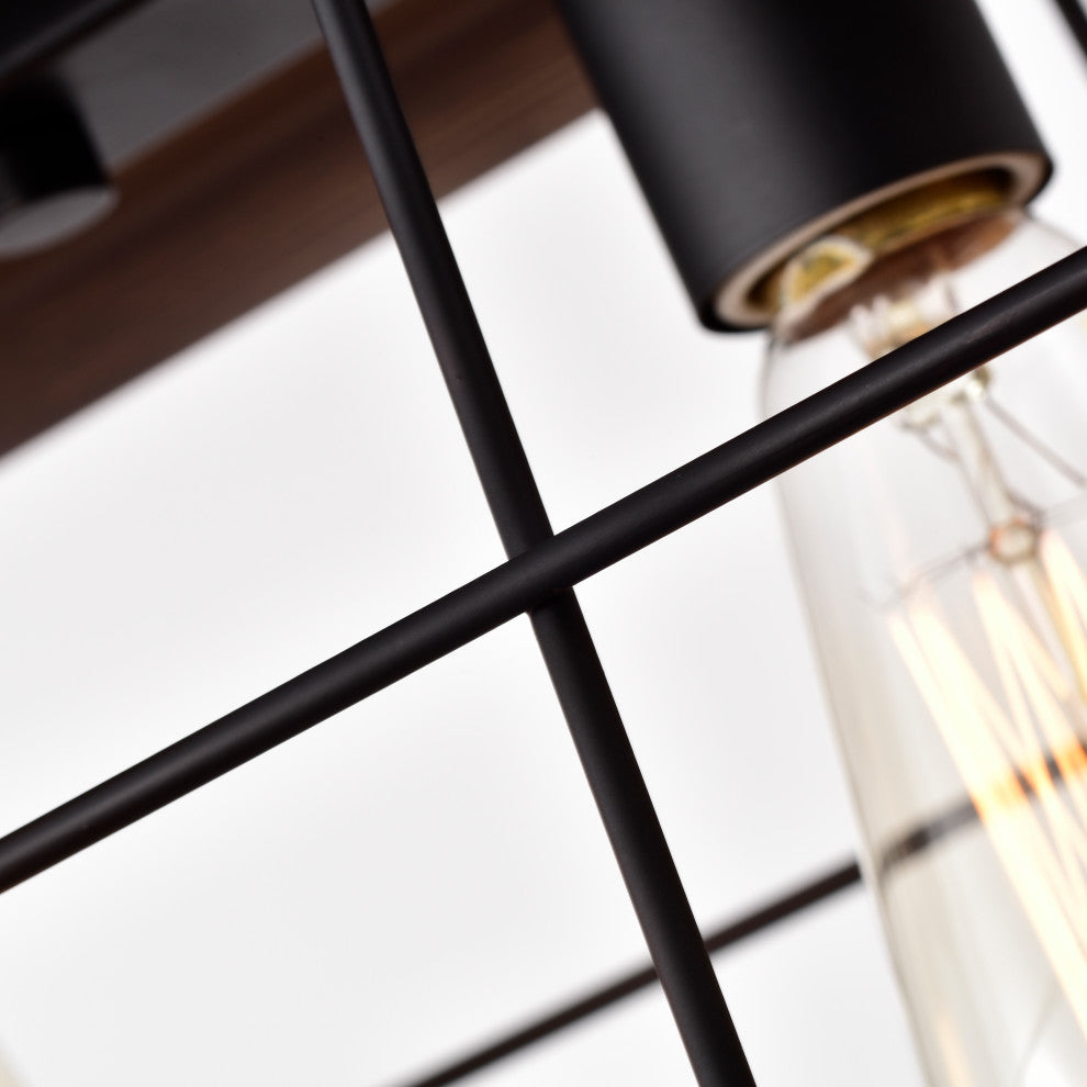 CHLOE Lighting IRONCLAD Industrial 5 Light Ancient Wood Pendant