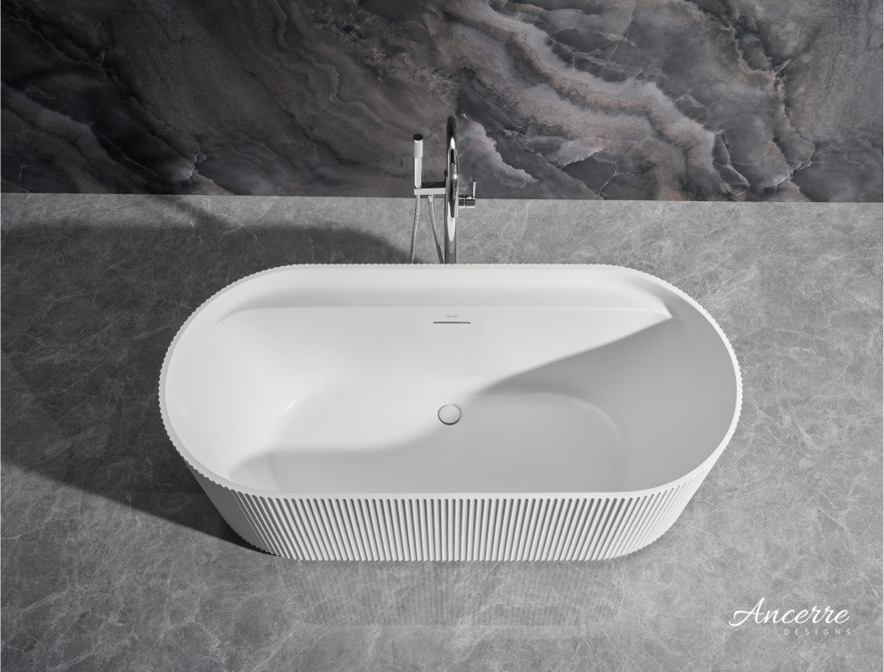 Momo Freestanding Acrylic Bathtub, White, 59 Inch.
