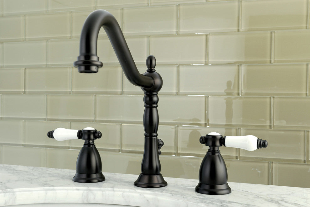 Kingston Brass Widespread Bathroom Faucet With Brass Pop-Up, Oil Rubbed Bronze