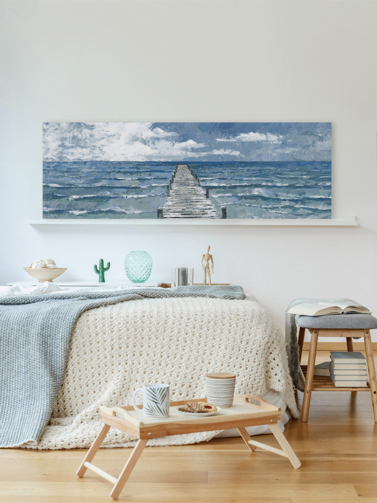 "Rough Sea Waves" Painting Print on Wrapped Canvas, 45x15