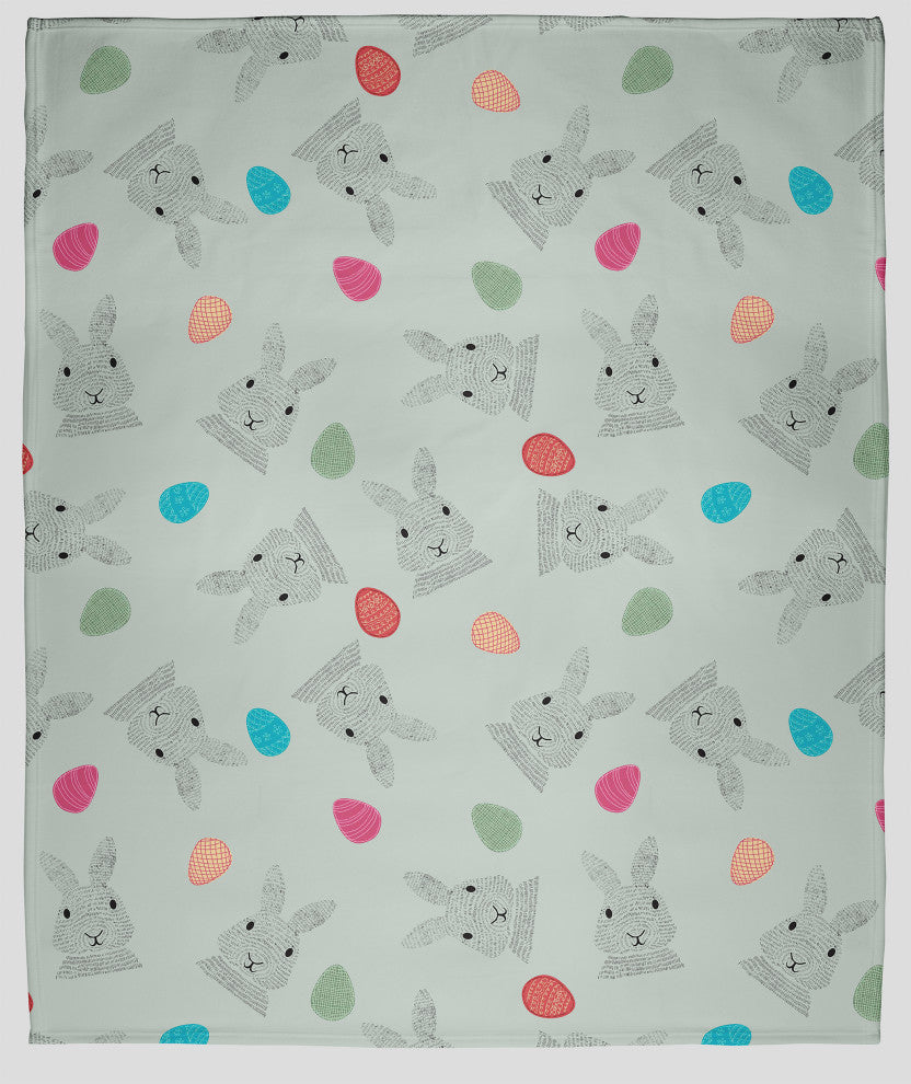 60 x 80 in Easter Bunnies and Eggs Throw Blanket, Breezeway Green