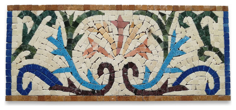 Marble Mosaic Border Listello Insert Sky Pink 5.9x13.8 Tile Polished,
