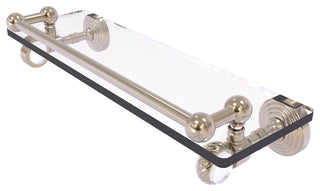 Pacific Grove 16" Glass Shelf with Twisted Accents, Antique Pewter