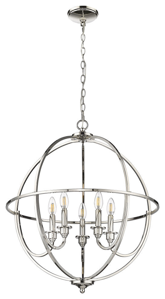 5 Light 24 in. Polished Nickel Chandelier