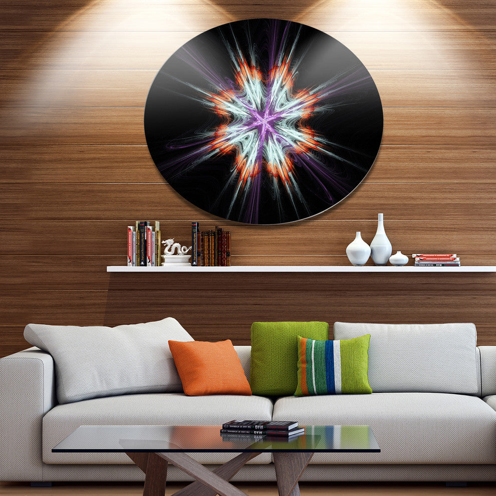 Abstract Flowers On Black Background, Flower Disc Metal Artwork, 23"