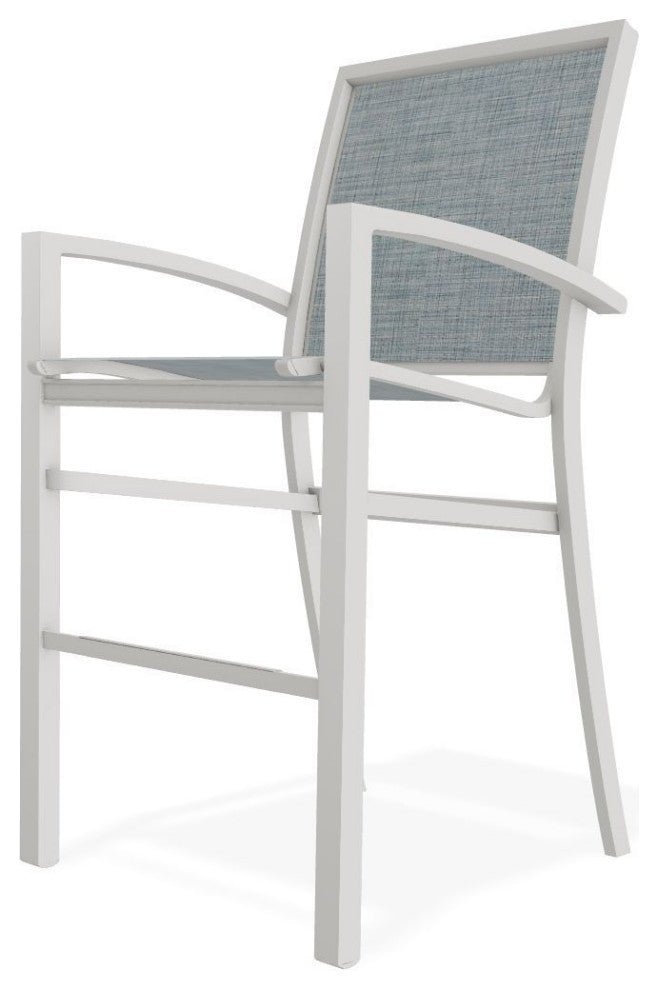 Kendall Sling Bar Height Stackable Outdoor Stool, Charm/Snow