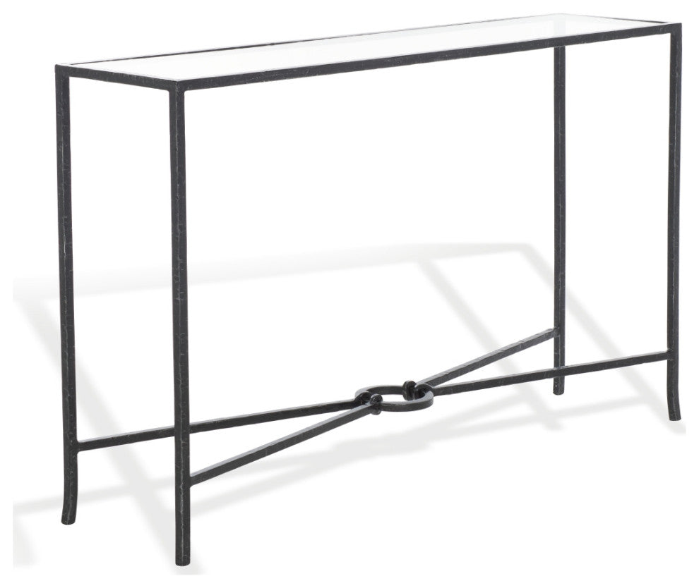 Safavieh Couture Tauri Metal Console Table, Black/Clear