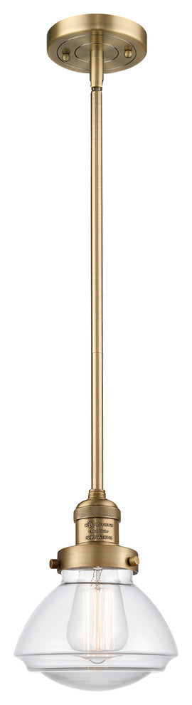 Olean 1-Light Mini Pendant, Brushed Brass, Clear