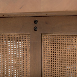 Grier Medium Brown Solid Wood & Cane Coffee Table