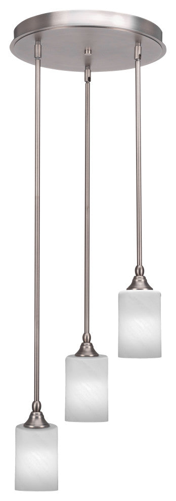 Empire 3-Light Cluster Pendalier, Brushed Nickel/White Marble