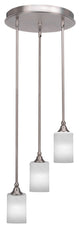 Empire 3-Light Cluster Pendalier, Brushed Nickel/White Marble