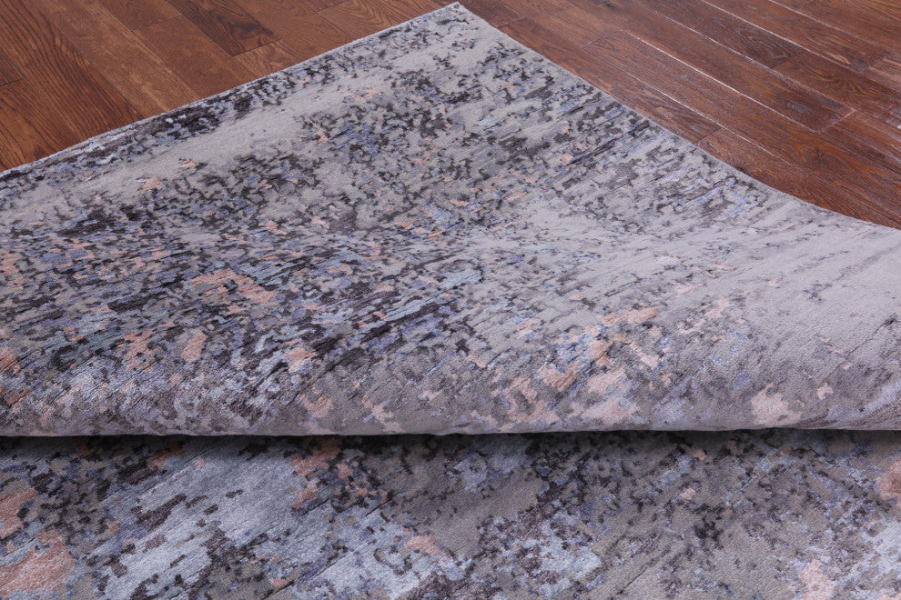 8' 0" X 10' 2" Handmade Wool and Silk Abstract Rug Q7041