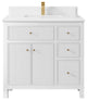 Sonoma 36 Center Sink Reeded Bath Vanity in White 1.5" White Quartz