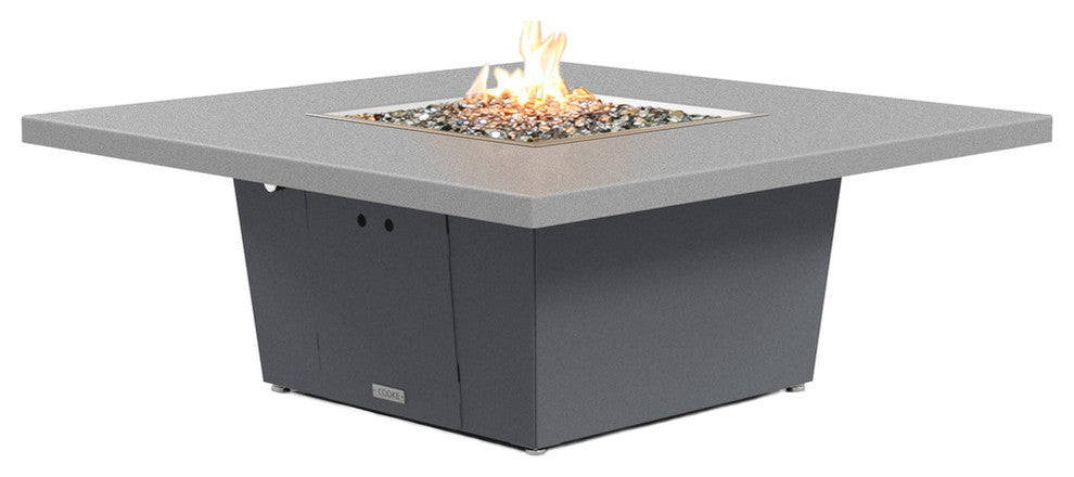 Square Fire Pit Table, 56x56, Propane, Hilltop Grey Powdercoat, Gray