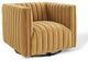 Conjure Channel Tufted Performance Velvet Swivel Armchair Cognac