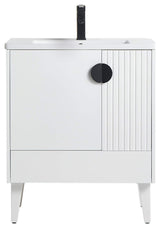 Venezian Single Bathroom Vanity, White, 30", Black Handles, One Sink