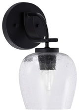 Cavella 1 Light Wall Sconce, Matte Black Finish, 6" Clear Bubble Glass