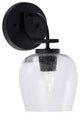 Cavella 1 Light Wall Sconce, Matte Black Finish, 6" Clear Bubble Glass