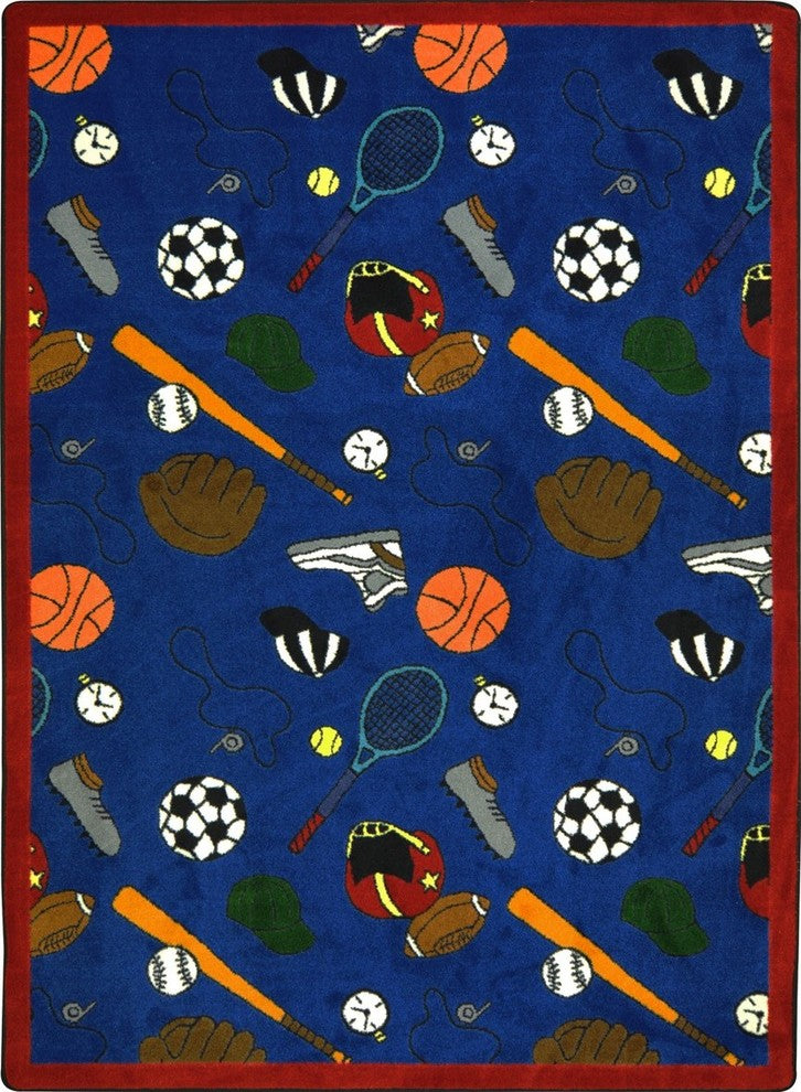 Games People Play Rug, Multi-Sport, 5'4"x7'8", Blue