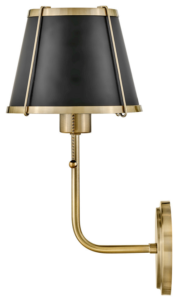 Hinkley Clarke 15.75" Wall Sconce, Black + Warm Brass